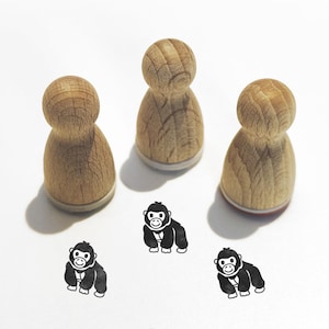 Mini stempel -Gloria Gorilla- dierenmotief kinderstempel voor knutselen, schilderen, dagboek, adventskalender, kleine cadeautjes, aap, dierentuin, serie 10-F005