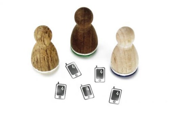 Stemplino Ministempel - Handy - Holzstempel für Tagebuch Planer Bullet Journal Meeting Phone Tracker Telefon Smartphone fasten