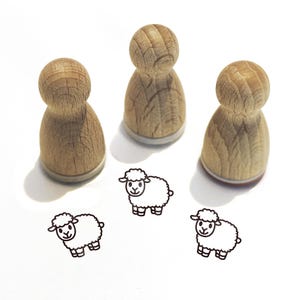Ministempel -Shane Schaf- Tier Motiv Kinderstempel zum Basteln Malerei Journal Adventskalender Ideen Lamm Shaun das Schaf,Serie 10-F060
