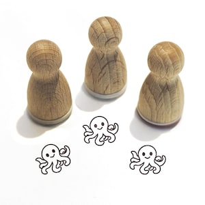 Ministempel -Olivia Oktopus- Tier Motiv Kinderstempel zum Basteln Malerei Journal Adventskalender Ideen Meer Tiefsee,Serie 10-F075