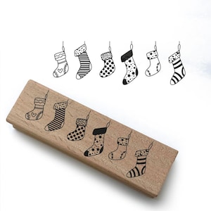 Carimbo com motivo de Natal - Meias 2 - presente de Natal pessoal Cartão de Natal Decoração de Natal artesanato, Pro-020 74 x 24 mm