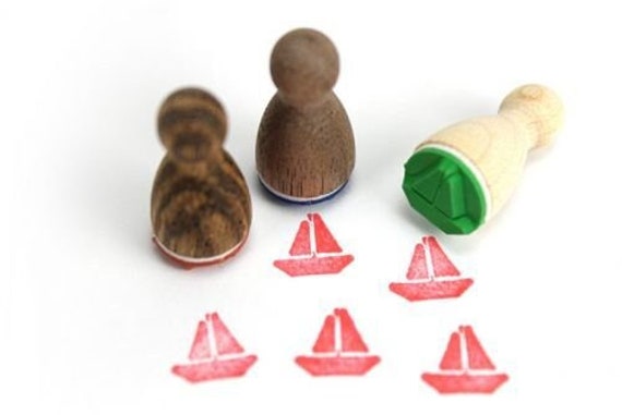 Stemplino Midistempel – Motiv Boot – 18 Mm Stempelfläche – Aus FSC-Holz – Für Bullet Journal, Kinder & Bastelprojekte