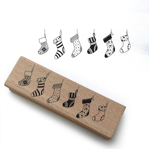Carimbo com motivo de carimbo de Natal -Meias 1- presente de Natal pessoal Cartão de Natal Decoração de Natal artesanato, Pro-019 74 x 24 mm