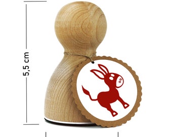 Stemplino L Stamp - Donkey - Wooden Stamp for Crafting Scrapbooking Bullet Journal Albums Gifts Cards DIY
