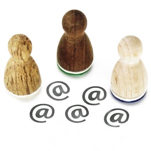 Stemplino Ministempel -Zeichen @- Holzstempel für Journal Karten Kalender basteln,Kinder Stempel personalisiert Adresse Schriftzug Grüße