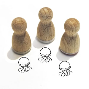 Mini timbro - Medusa Quinn - Motivo con animali Timbro per bambini per lavori manuali, pittura, diario, calendario dell'avvento, idee, pesce Medusa, serie 10-F026