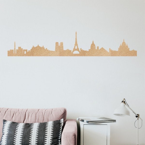 Korkline Paris - Skyline Silhouette Pinnwand aus Kork Wandsticker Wandtattoo Wandsticker Kork selbstklebend & made in Germany