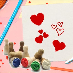Stemplino Ministempel Set - Herzen Kollektion - Holz Motivstempel für Journal Kalender Valentinskarten basteln,Herzform Liebe Verlobung