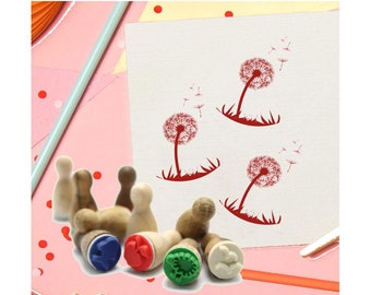 Mini francobollo Stemplino - dente di leone - francobollo con motivo in legno per realizzare cartoline di calendario, francobollo per bambini con borsa da festa, dente di leone fiore di tarassaco