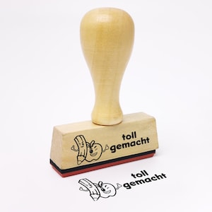 Tampon d'enseignant – Excellent travail – Tampon d'enseignant d'école primaire avec inscription et motif pouce de pomme au crayon, tampon de motivation des élèves 50 mm x 15 mm