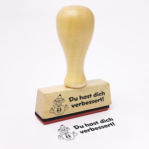 Tampon d'enseignant -Vous vous êtes amélioré !- Tampon d'enseignant d'école primaire avec inscription et motif de crayon, tampon de motivation des élèves 50 mm x 15 mm