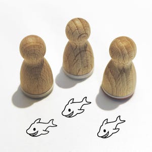 Mini stempel -Heino Hai- dierenmotief kinderstempel voor knutselen schilderen dagboek adventskalender kleine cadeautjes haai zee, serie 10-F003