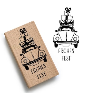 Christmas stamp motif stamp -Car Merry Christmas- personal Christmas gift Christmas card Christmas decoration crafting, Pro-012 30 x 61 mm