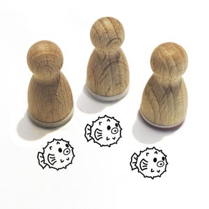 Ministempel -Kalle Kugelfisch- Tier Motiv Kinderstempel zum Basteln Malerei Journal Adventskalender Ideen Meer Fisch,Serie 10-F025