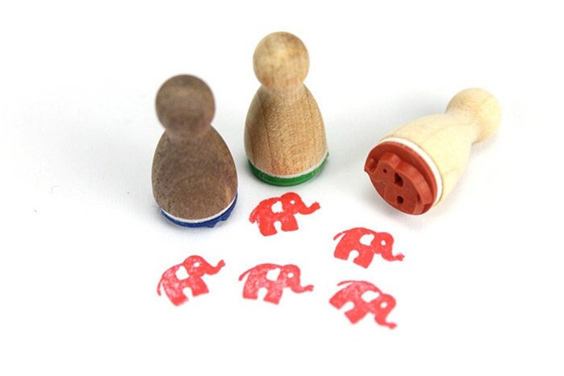 Stemplino Ministempel Elmo Elefant kleiner Stempel Holzstempel für Tagebuch Planer Elephant Zoo Tiere Zootiere Afrika India Bild 1
