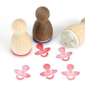 Stemplino mini sello - chupete - sello de madera planificador diario invitaciones nacimiento bautismo embarazo bebé está aquí fiesta