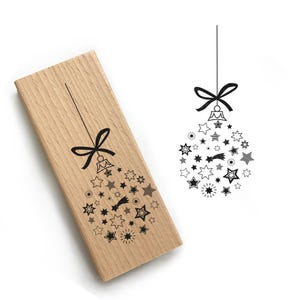 Timbre de Noël motif tampon -étoiles de boule- cadeau de Noël personnalisé carte de Noël artisanat de boule de Noël, Pro-017 42 x 95 mm