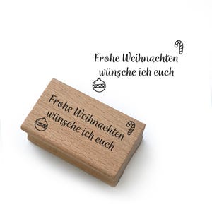 Weihnachten Stempel für Etiketten -Frohe Weihnachten wünsche ich euch- persönlich Weihnachtskarte Geschenkverpackung basteln,Pro-039 39x22mm