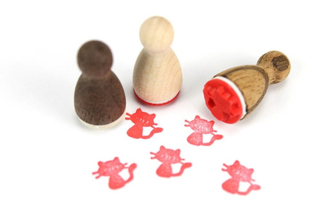 Mini Tampon Chat Stemplino – Bois FSC – Motif 10-11 Mm – Fabriqué En Allemagne – Idéal Pour Scrapbooking Et Cadeaux