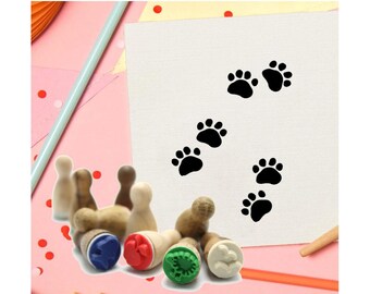 Stemplino Ministempel - Pfoten - Mini Stempel Kinder Holzstempel für Weihnachten basteln Wichtel Spuren Tiere Fußabdruck Katzen Fuchs