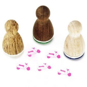 Stemplino ministempel - scooter - houten stempel voor dagboekplanner bullet journal motorfiets rijbewijs bromfiets slikken tanken
