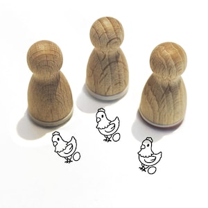 Ministempel -Helga Huhn- Tier Motiv Kinderstempel zum Basteln Malerei Journal Adventskalender Idee Huhn Eier Bauernhof,Serie 10-F047