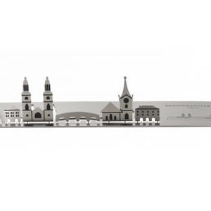 Skulpo® roestvrijstalen vouwkaarten Skyline Zürich 3D wenskaarten pop-up kaarten knutselcadeau kinderbureau sculptuur decoratief miniatuur afbeelding 2
