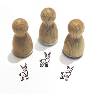 Mini stempel -Hendrik Hirsch- dierenmotief kinderstempel voor knutselen, schilderen, dagboek, kerstkaarten, adventskalender, rendier, serie 10-F069