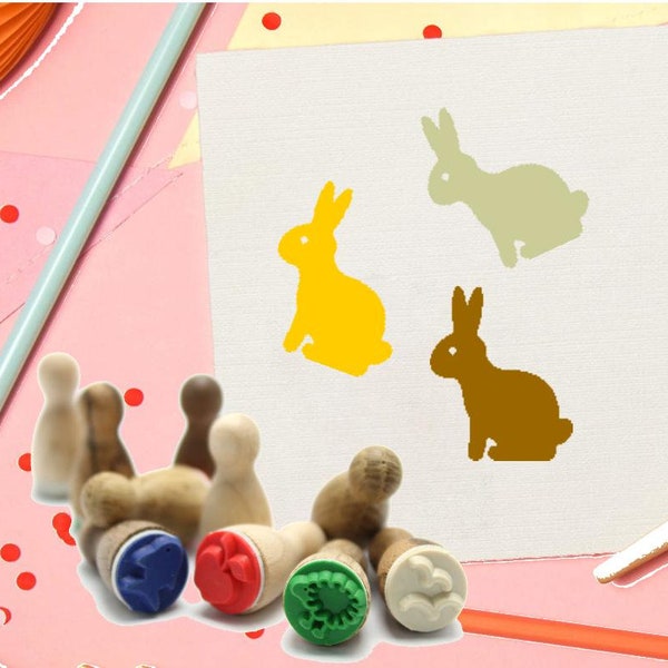 Stemplino Mini Stamp - Bunny - Mini Stamp Children's Wooden Stamp for Diary Journal Easter Crafts Easter Eggs Rabbit Rabbit Easter Bunny