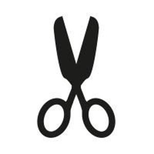 May include: Black scissors with silver handles. The blades are open and ready to cut.