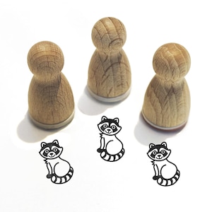 Mini tampon - Winnie le raton laveur - motif animalier tampon pour enfants pour bricolage, peinture, journalisation, idées de calendrier de l'Avent, petits cadeaux, série 10-F017
