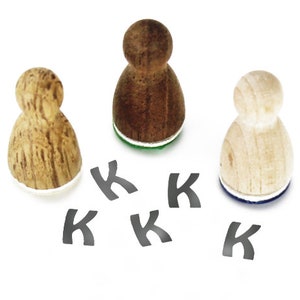 Sello de letras - letra mayúscula K - sello de madera del alfabeto para tarjetas de diario manualidades de calendario, sello para niños letras de nombre personalizadas