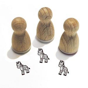 Ministempel -Zeno Zebra- Tier Motiv Kinderstempel zum Basteln Malerei Journal Adventskalender Ideen Afrikas Safari Zoo,Serie 10-F078