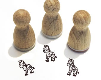 Mini sello -Zeno Zebra-, sello infantil con motivo animal para manualidades, pintura, diario, ideas para calendarios de adviento, Safari Zoo de África, serie 10-F078