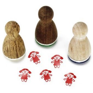 Stemplino® Holzstempel Ministempel® Puppi Puppe - Basteln Malerei Journal Adventskalender kleine Geschenke, Serie 1-B007