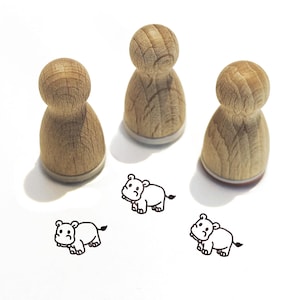 Mini stempel -Nino Hippo- Dierenmotief Kinderstempel voor ambachten Schilderij Journal Adventskalender Ideeën Hippo Zoo, Serie 10-F074