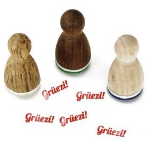 Stemplino® timbro in legno mini timbro® timbro con motivo timbro Grüezi! - Mini