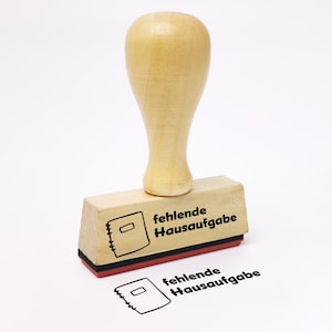 Tampon d'enseignant - devoirs manquants - tampon d'enseignant d'école primaire avec inscription et motif de cahier, tampon d'école d'élève 50 mm x 15 mm