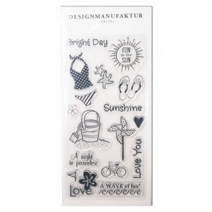 Juego de sellos de silicona personalizables - Love III - vacaciones isla mar sol traje de baño zapatillas de playa seastar bicicleta luna de miel álbumes de fotos