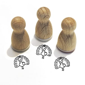 Mini francobollo - Phineas Peacock - francobollo per bambini con motivo animale per artigianato, pittura, diario, calendario dell'avvento, idee, piccoli regali, serie 10-F030