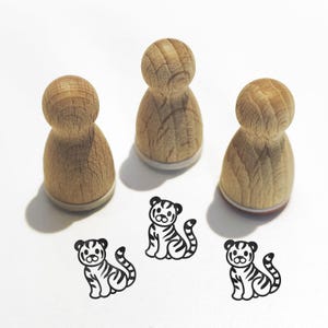 Mini stempel -Timmy Tiger- dierenmotief kinderstempel voor knutselen, schilderen, dagboek, adventskalender ideeën, kleine cadeautjes, serie 10-F010