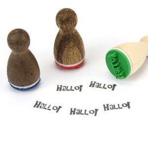Stemplino Ministempel - Hallo - Holzstempel Motivstempel Tagebuch Planer Bullet Journal Grüße aus GrußKarten Gruß Begrüßung