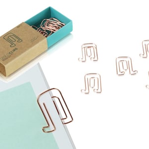 GOLDCLIP paper clips music notes motif rose gold - 15 paper clips in special shape with packaging Paper Clip file clips bookmark music