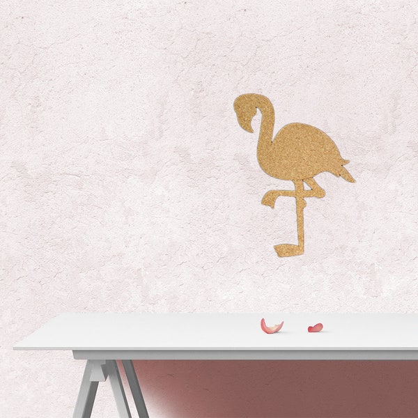 Korkmotiv Flamingo - Pinnwand aus Kork in Flamingoform - selbstklebend und leicht wieder zu entfernen - Wandtattoo Wandsticker aus Kork