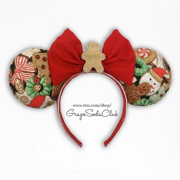 Gingerbread Mouse Ears, Christmas Disney Ears, Mickey's Very Merry Christmas Party Ears