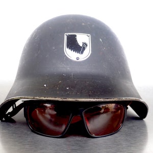 Vintage Swiss Army Helmet Biker Helmet Metal Harley Steam Punk Firefighters Motorradhelm Metall Helm Schweizer Armee Suisse Casque Motard