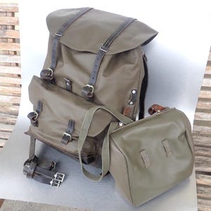 1988 Vintage Swiss Army Zaino Swiss Leather Schweizer Armee Suisse Sac a Dos Canvas Cuir Leder Leinen Lin Hunt Hike Biker Breadbag