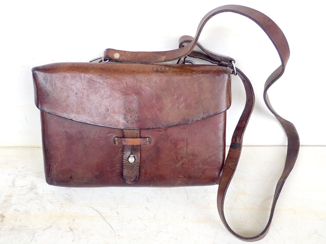 Vintage Leather Bag Swiss Army Bag Swiss Leather Police Firefighter Pouch Ledertasche Schweizer Armee Suisse Sac en Cuir Switzerland Schweiz