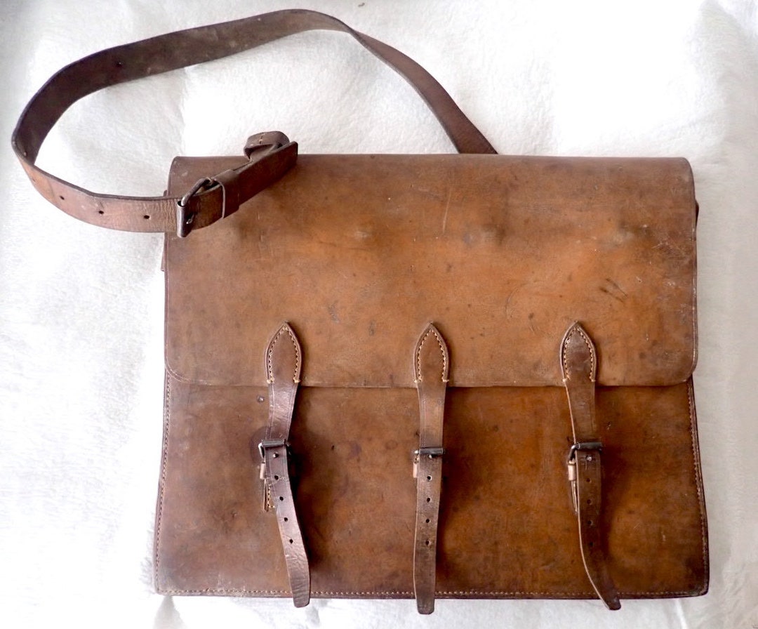 1959 Army Bag Army Leather Bag Vintage Leather Bag Post Bag Postman