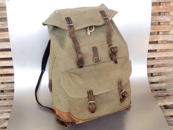 1961 Swiss Army Backpack Vintage Backpack Citybag Salt and Pepper